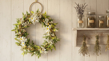 GRFD-103  12-Inch Spring Daisy Wreath