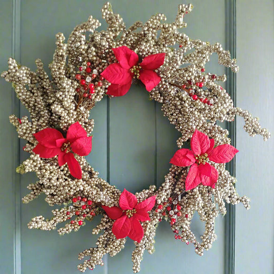 GRFD-104  18-Inch Poinsettia Wreath