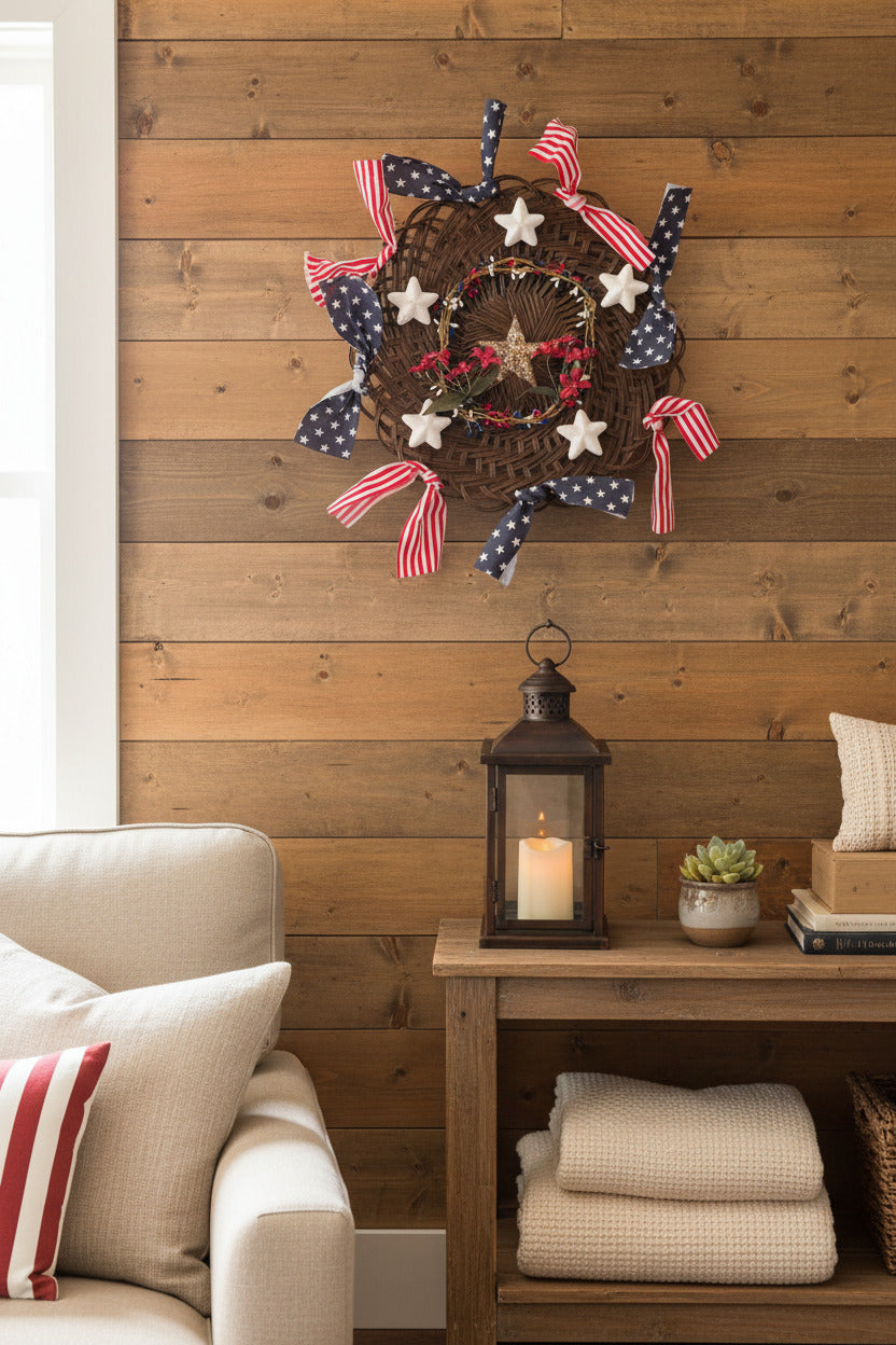 WD-108 Woven Wicker Americana Wreath