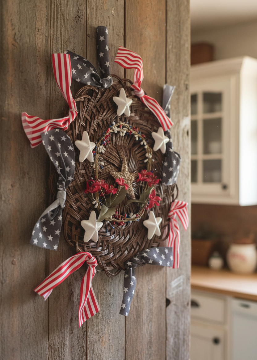 WD-108 Woven Wicker Americana Wreath
