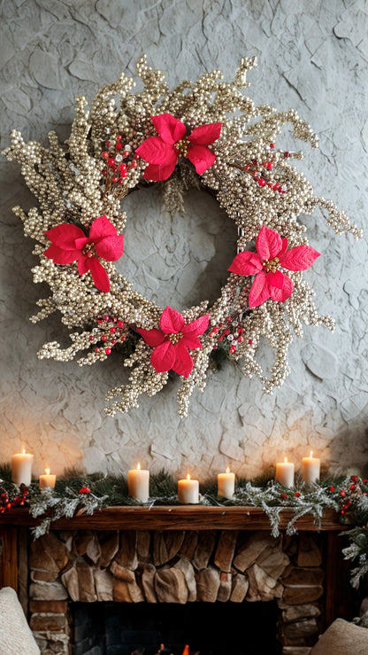 GRFD-104  18-Inch Poinsettia Wreath