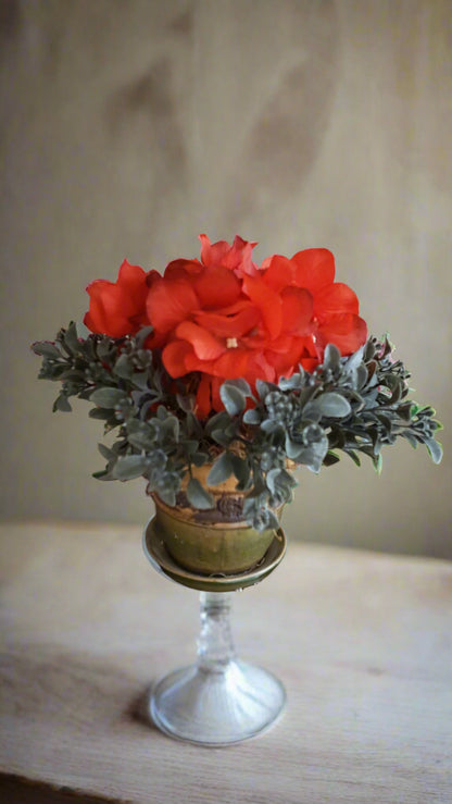 TTD-102 Potted Hydrangea Blossoms and Eucalyptus